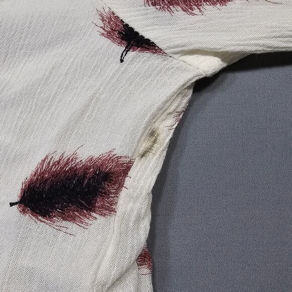 Forever 21 White Crop Top Ruffled V-Neck Long Sleeves Shirt Lightweight Womens S - Picture 7 of 10